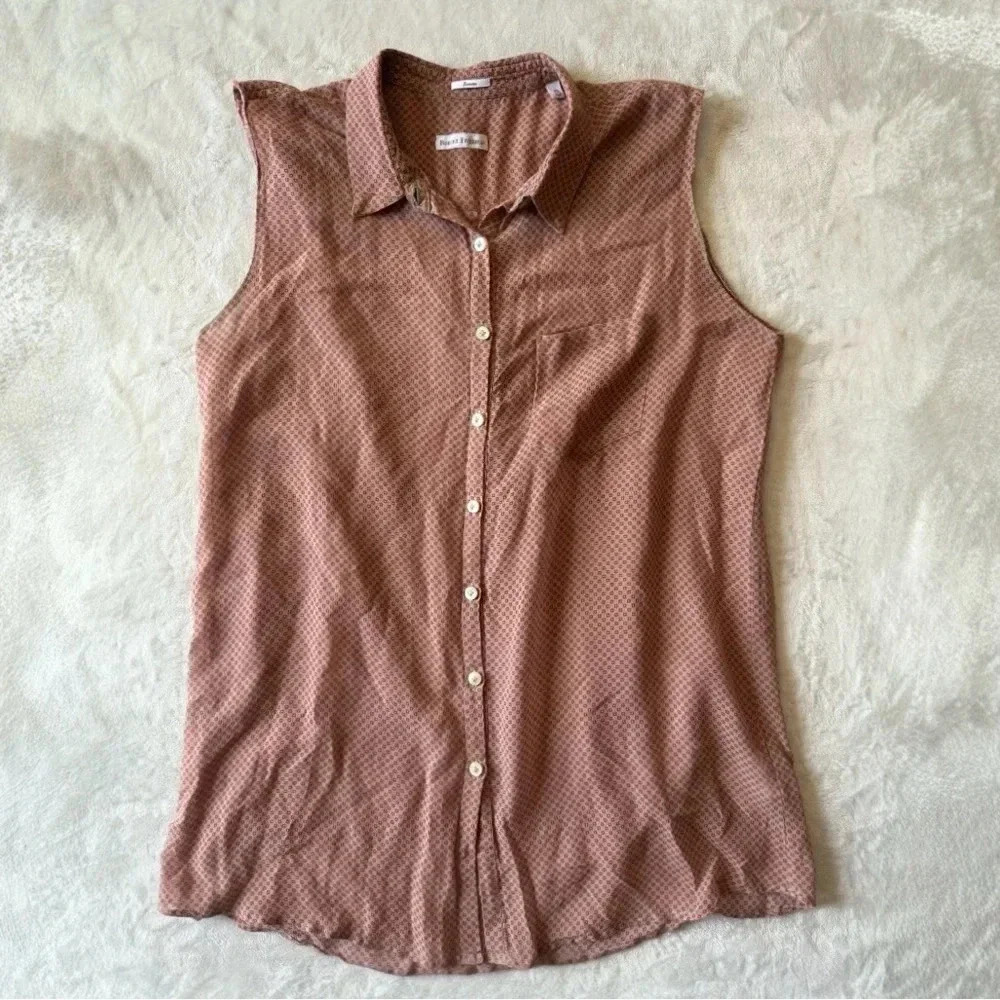 NWOT $375 ROBERT FRIEDMAN Silk Blend Pink and Brown Sheer Blouse - Picture 3 of 8